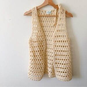 Vintage 1970’s Sears Cream Knit Crochet Vest Top